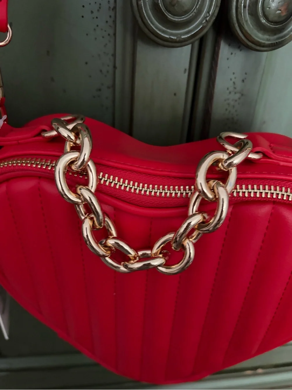 NWT Madison West Red Quilted Heart Crossbody Bag